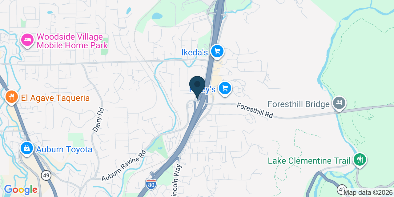 Map showing Auburn, Placer County, CA