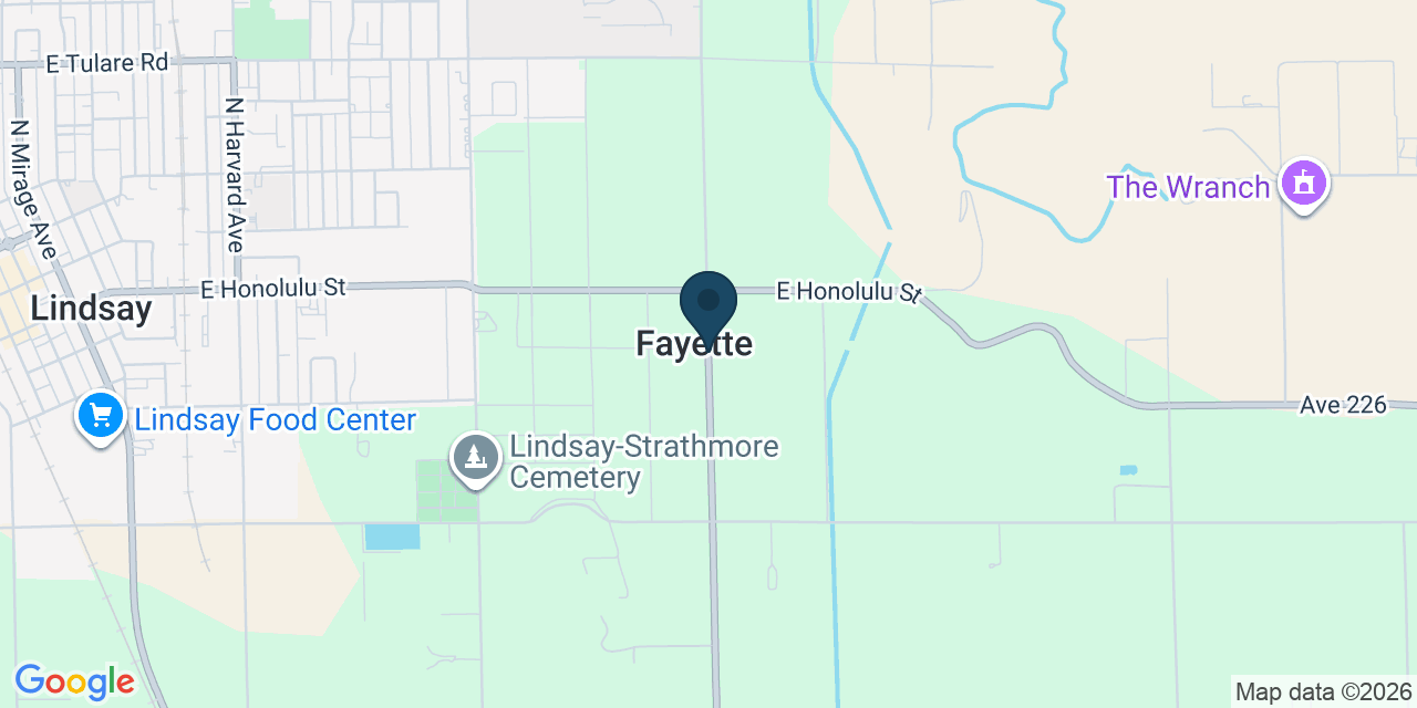 Map showing Lindsay, Tulare County, CA