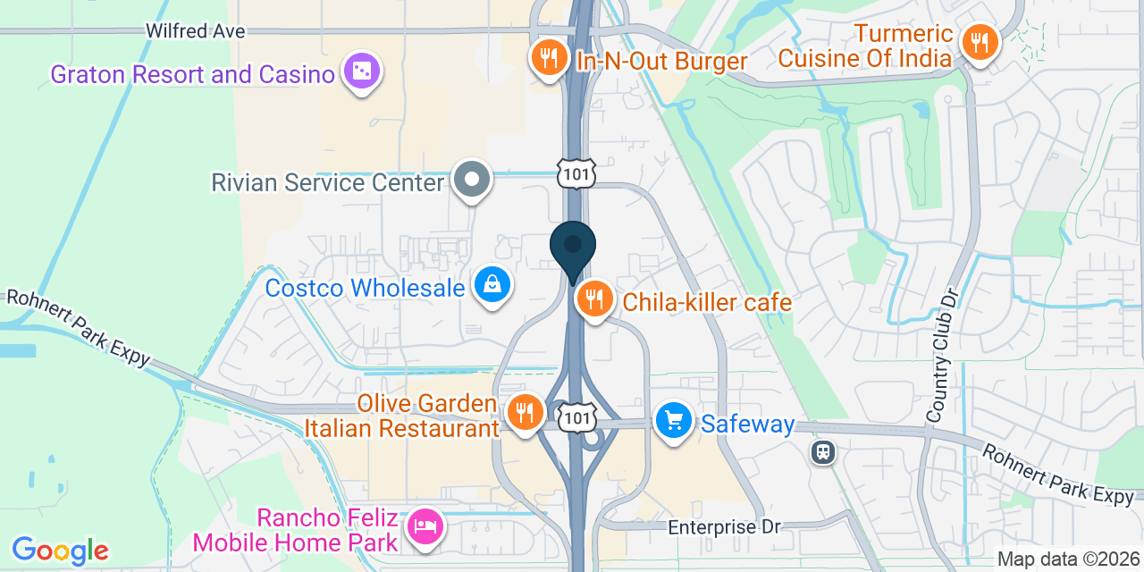Map showing Rohnert Park, Sonoma County, CA