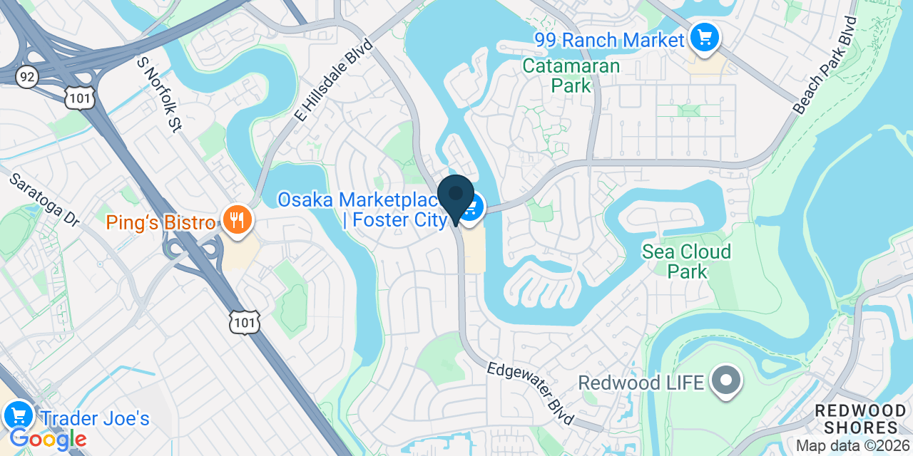 Map showing Foster City, San Mateo County, CA