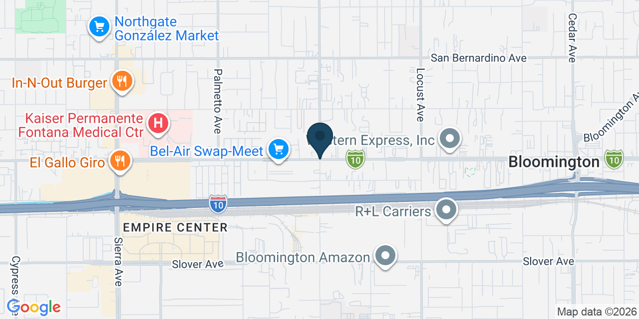 Map showing Fontana, San Bernardino County, CA