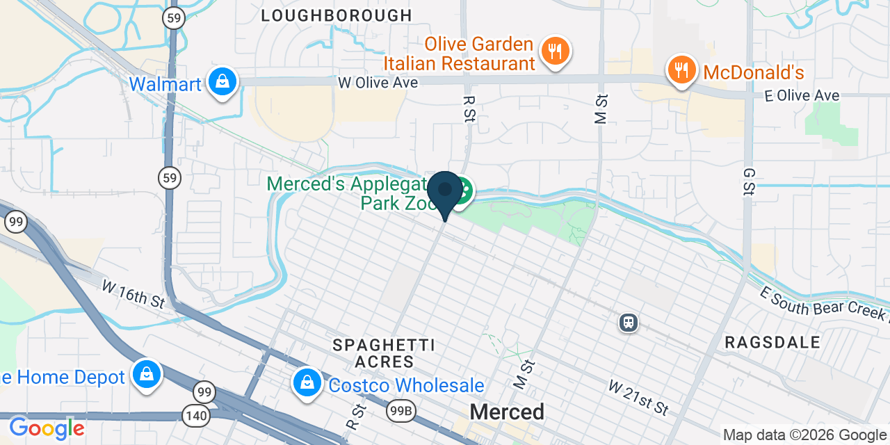 Map showing Merced, Merced County, CA