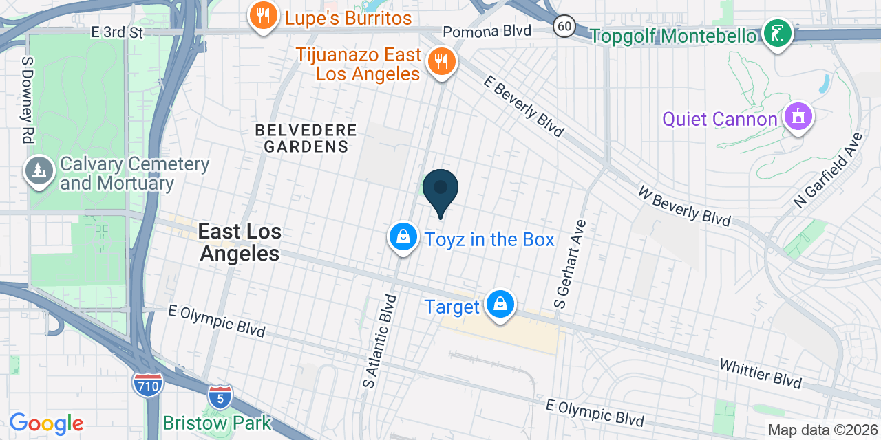 Map showing East Los Angeles, Los Angeles County, CA