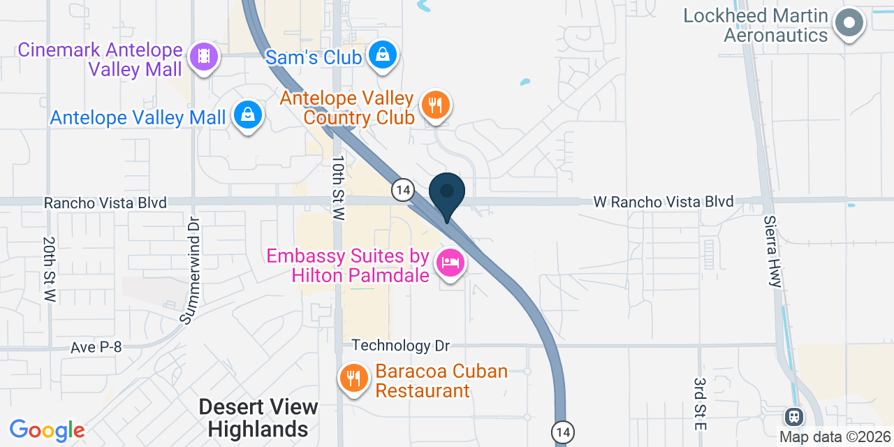 Map showing Palmdale, Los Angeles County, CA