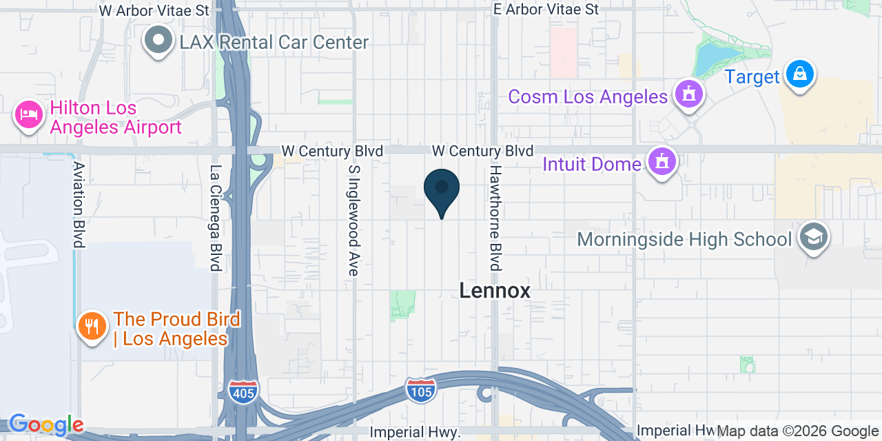 Map showing Lennox, Los Angeles County, CA