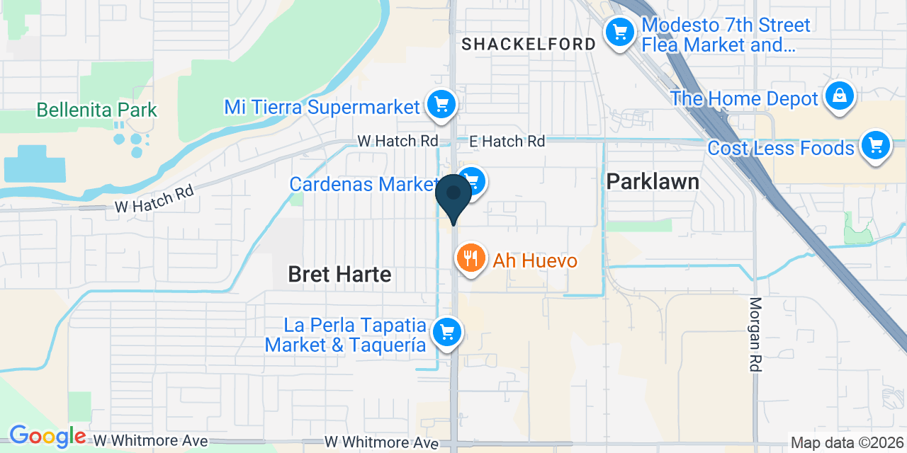 Map showing Bret Harte, Stanislaus County, CA