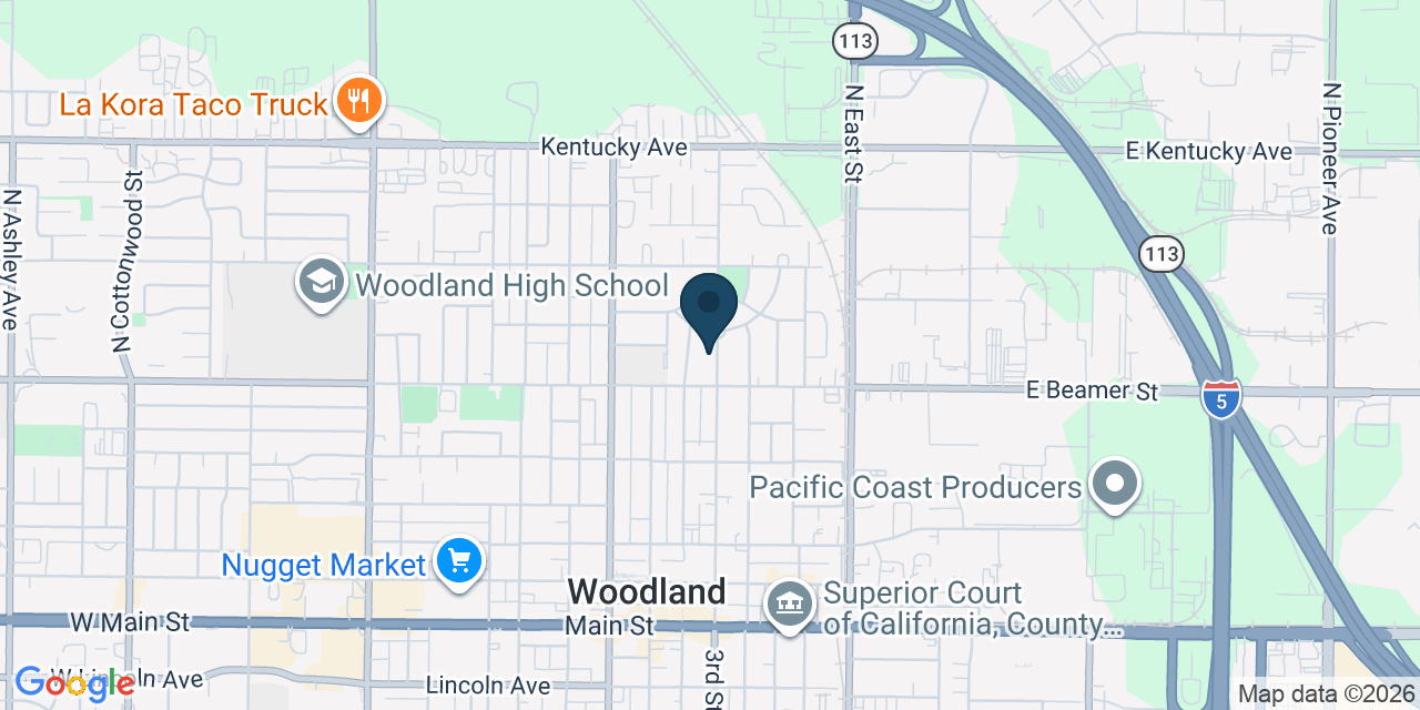 Map showing Woodland, Yolo County, CA