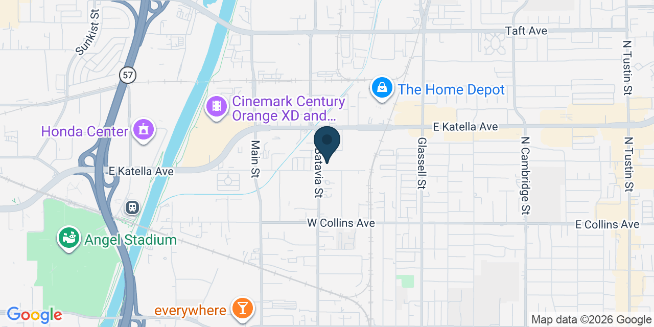 Map showing Orange, Orange County, CA