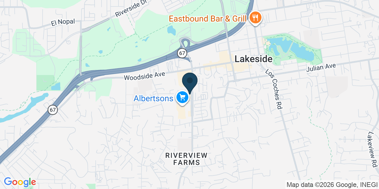 Map showing Lakeside, San Diego County, CA