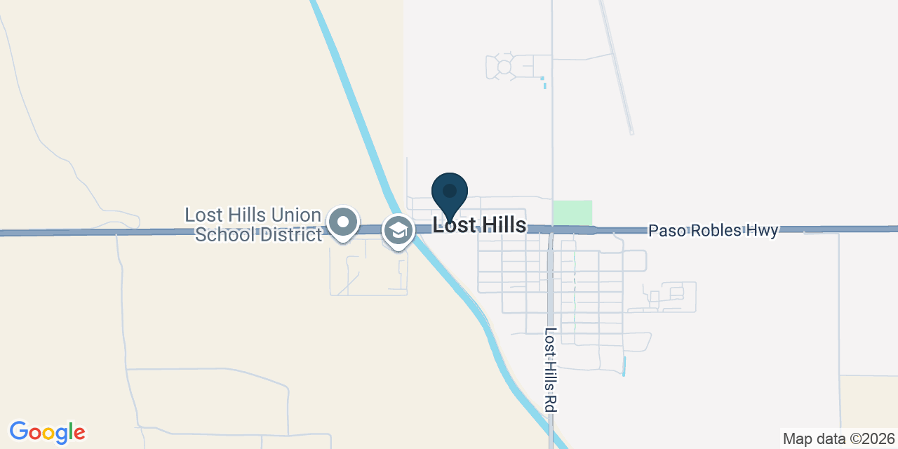 Map showing Lost Hills, Kern County, CA