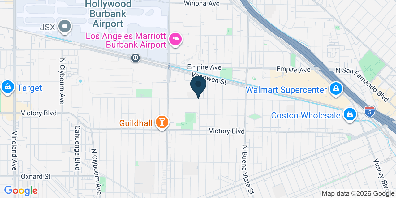 Map showing Burbank, Los Angeles County, CA