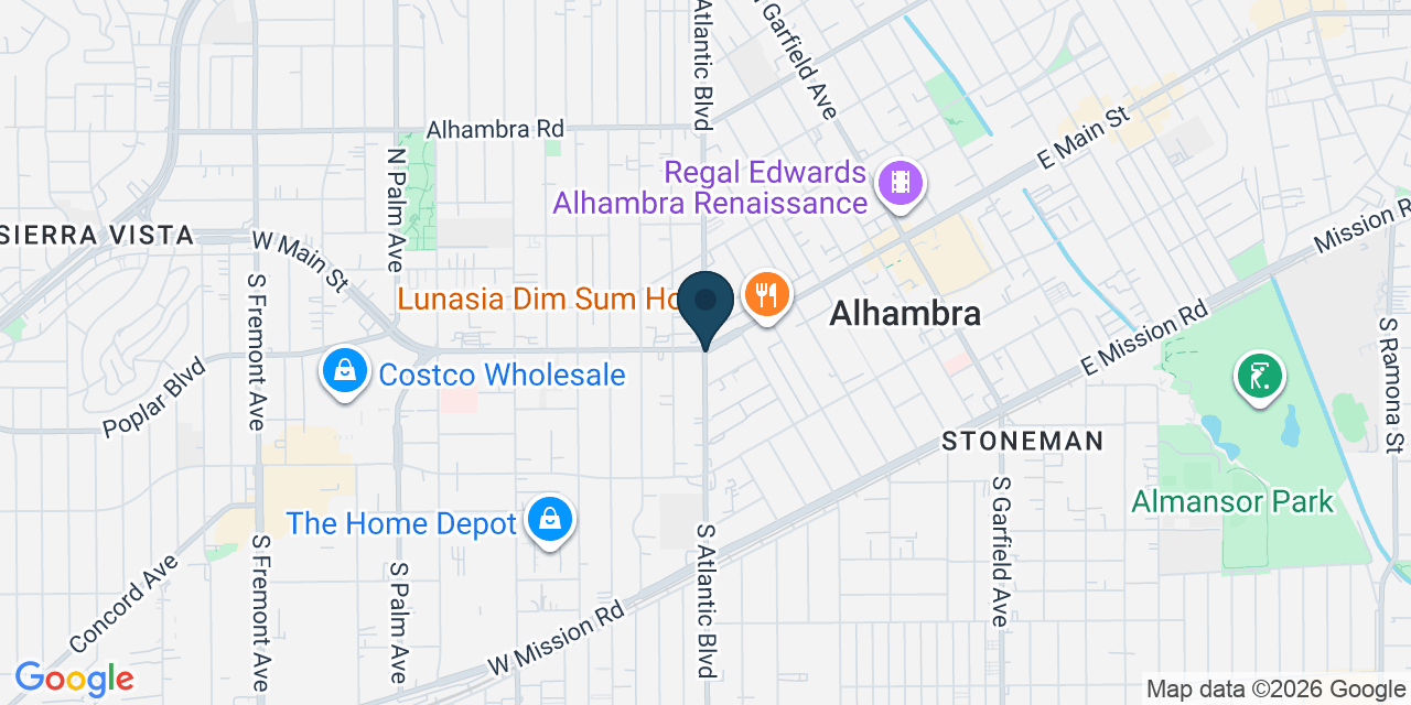 Map showing Alhambra, Los Angeles County, CA
