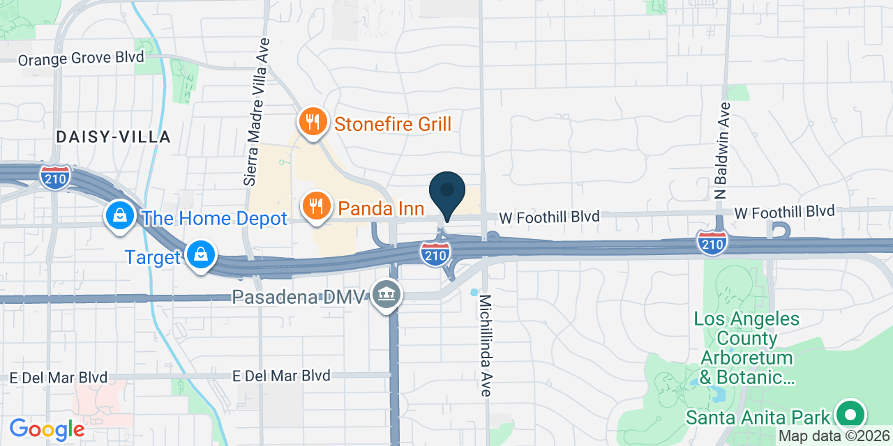 Map showing Pasadena, Los Angeles County, CA