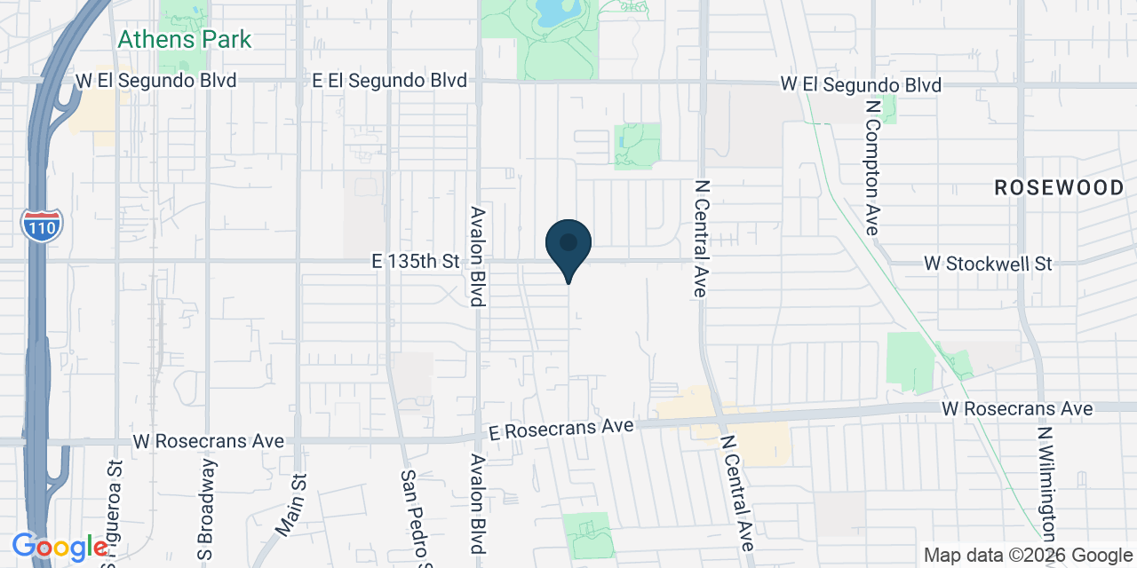 Map showing West Rancho Dominguez, Los Angeles County, CA