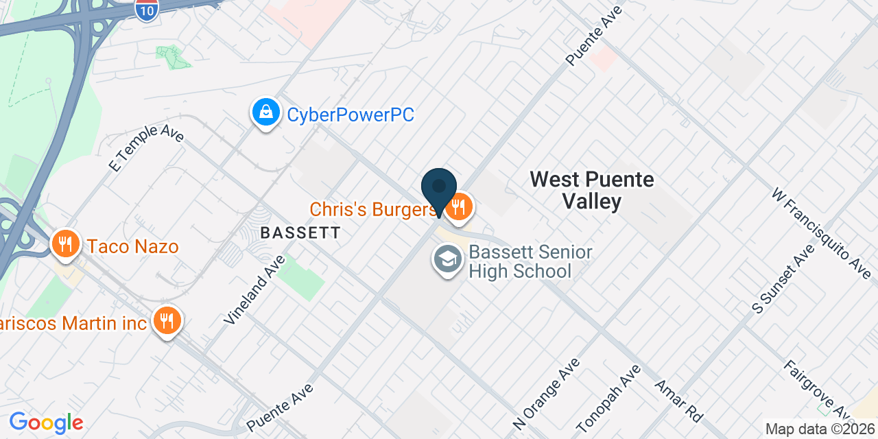 Map showing West Puente Valley, Los Angeles County, CA