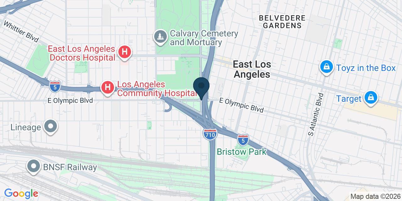 Map showing East Los Angeles, Los Angeles County, CA
