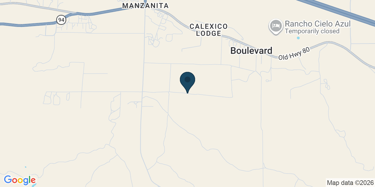 Map showing Boulevard, San Diego County, CA