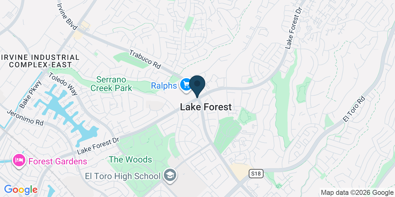 Map showing Lake Forest, Orange County, CA
