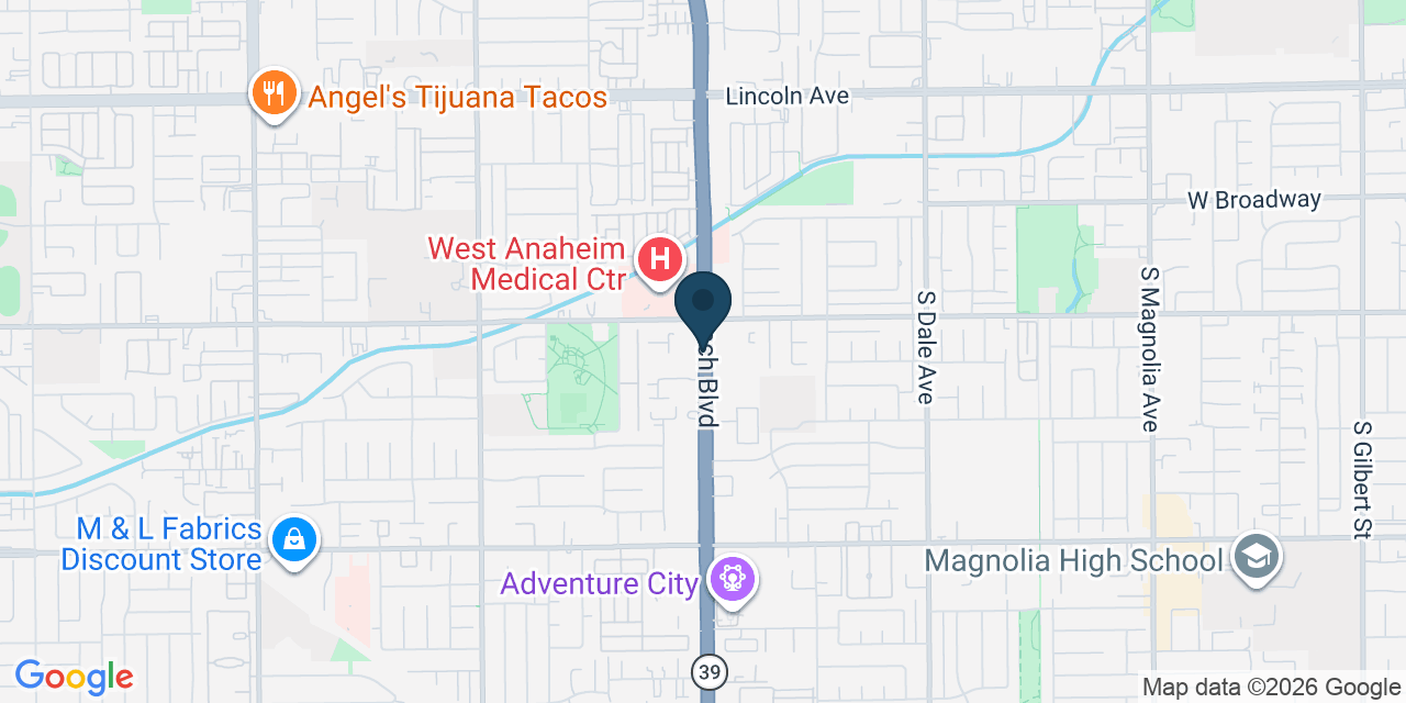 Map showing Orange County, CA