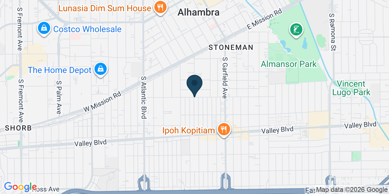 Map showing Alhambra, Los Angeles County, CA