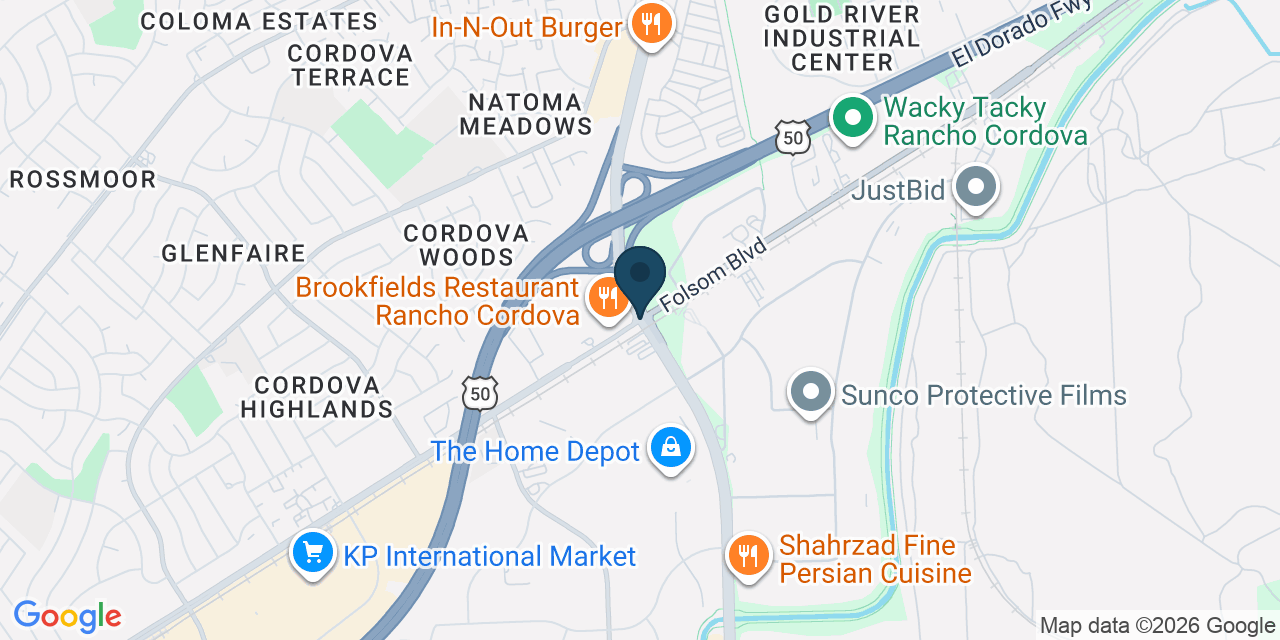 Map showing Rancho Cordova, Sacramento County, CA