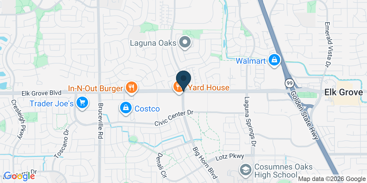 Map showing Elk Grove, Sacramento County, CA