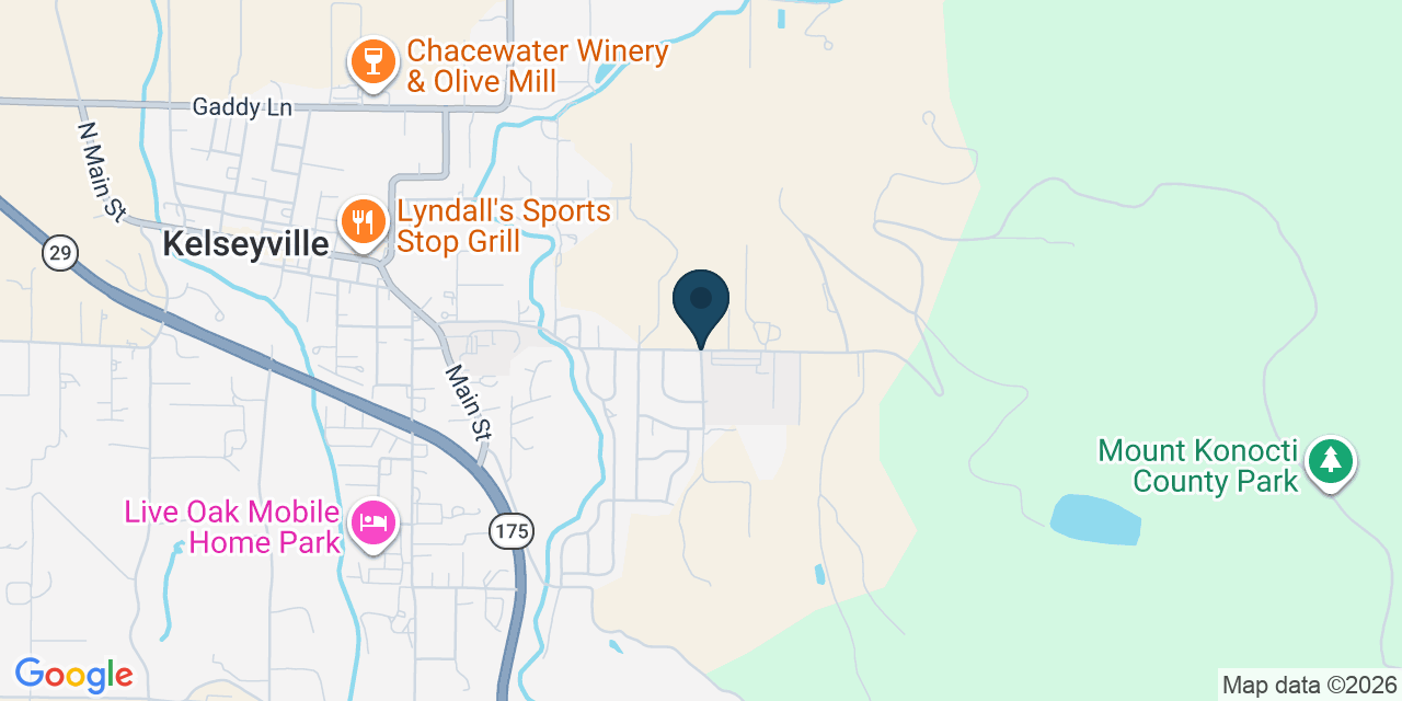 Map showing Kelseyville, Lake County, CA