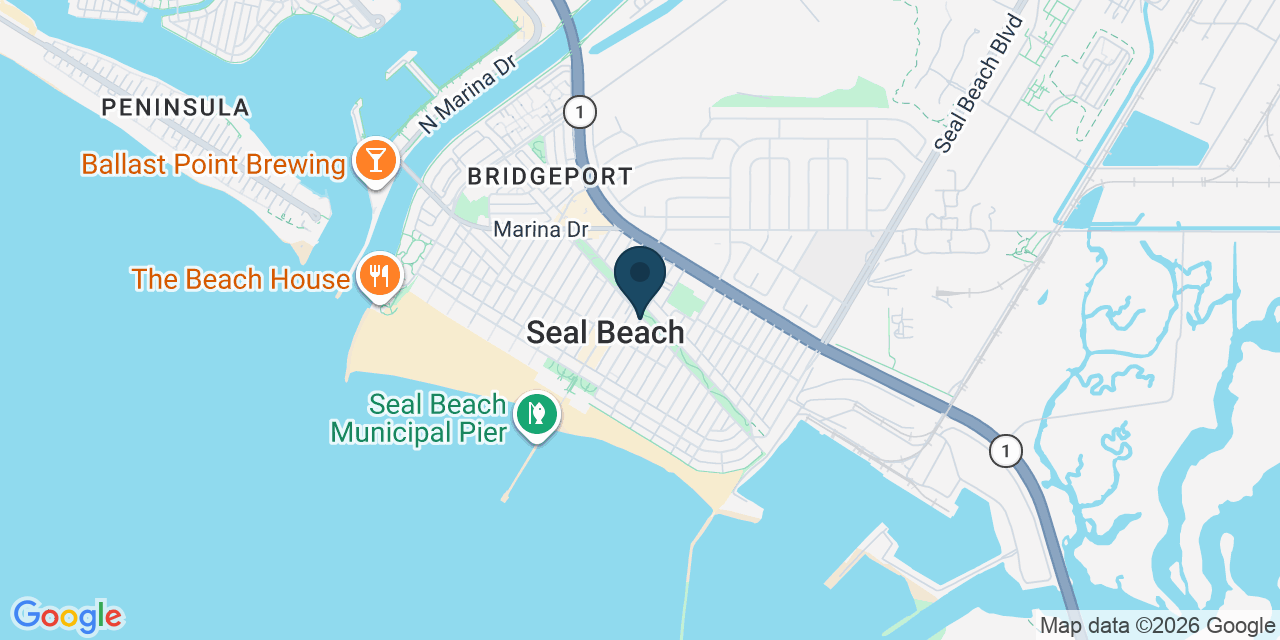 Map showing Seal Beach, Orange County, CA