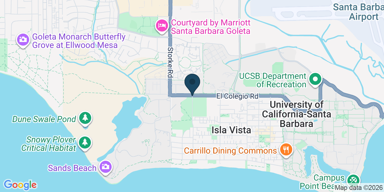 Map showing Isla Vista, Santa Barbara County, CA