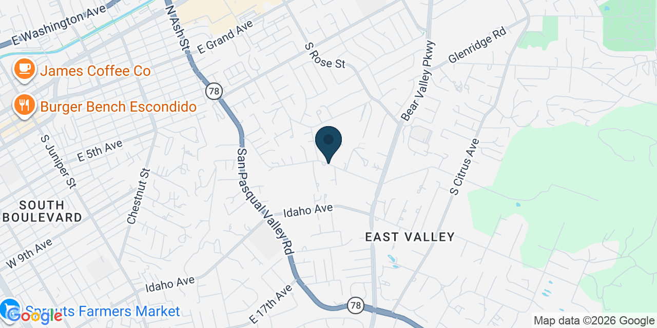 Map showing East Valley, San Diego County, CA
