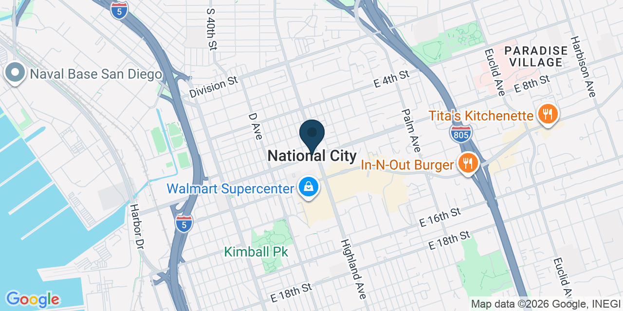 Map showing National City, San Diego County, CA