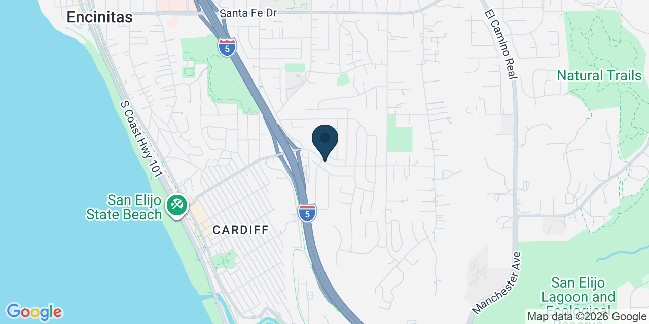 Map showing Encinitas, San Diego County, CA
