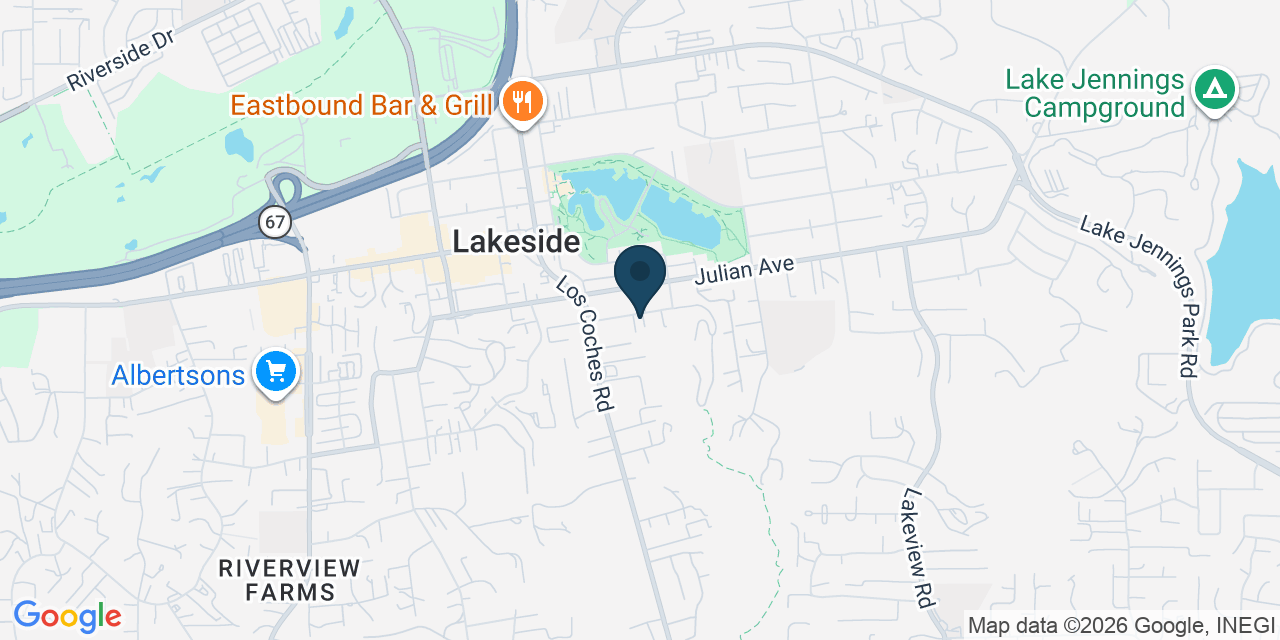 Map showing Lakeside, San Diego County, CA