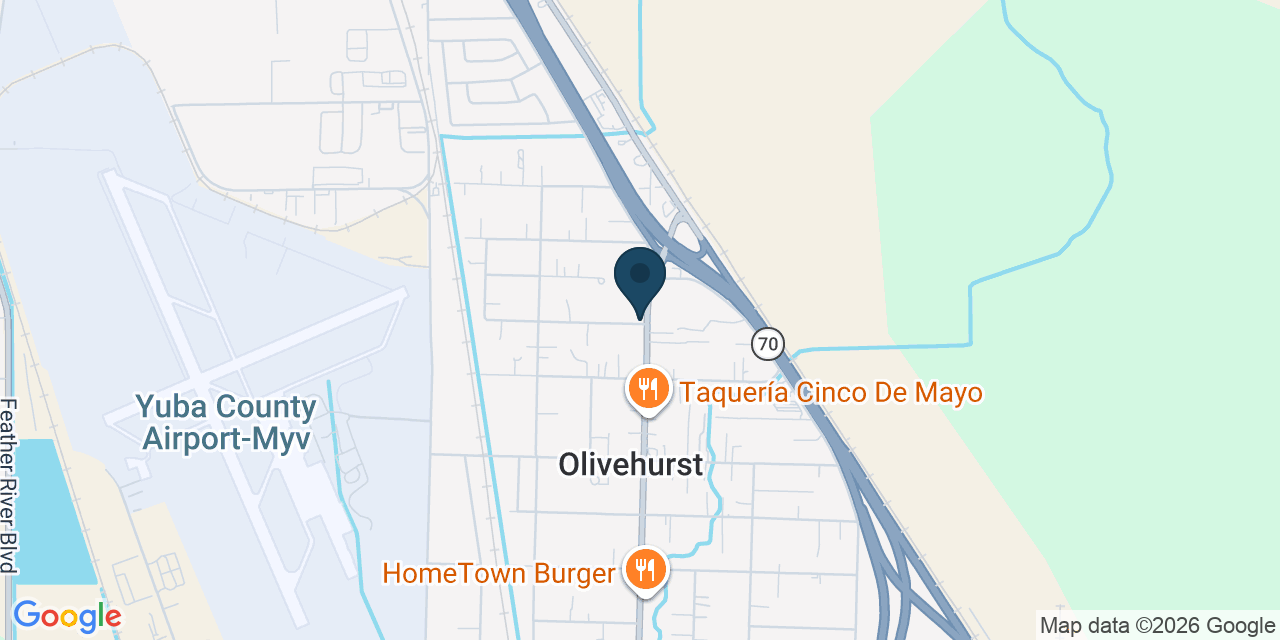 Map showing Olivehurst, Yuba County, CA