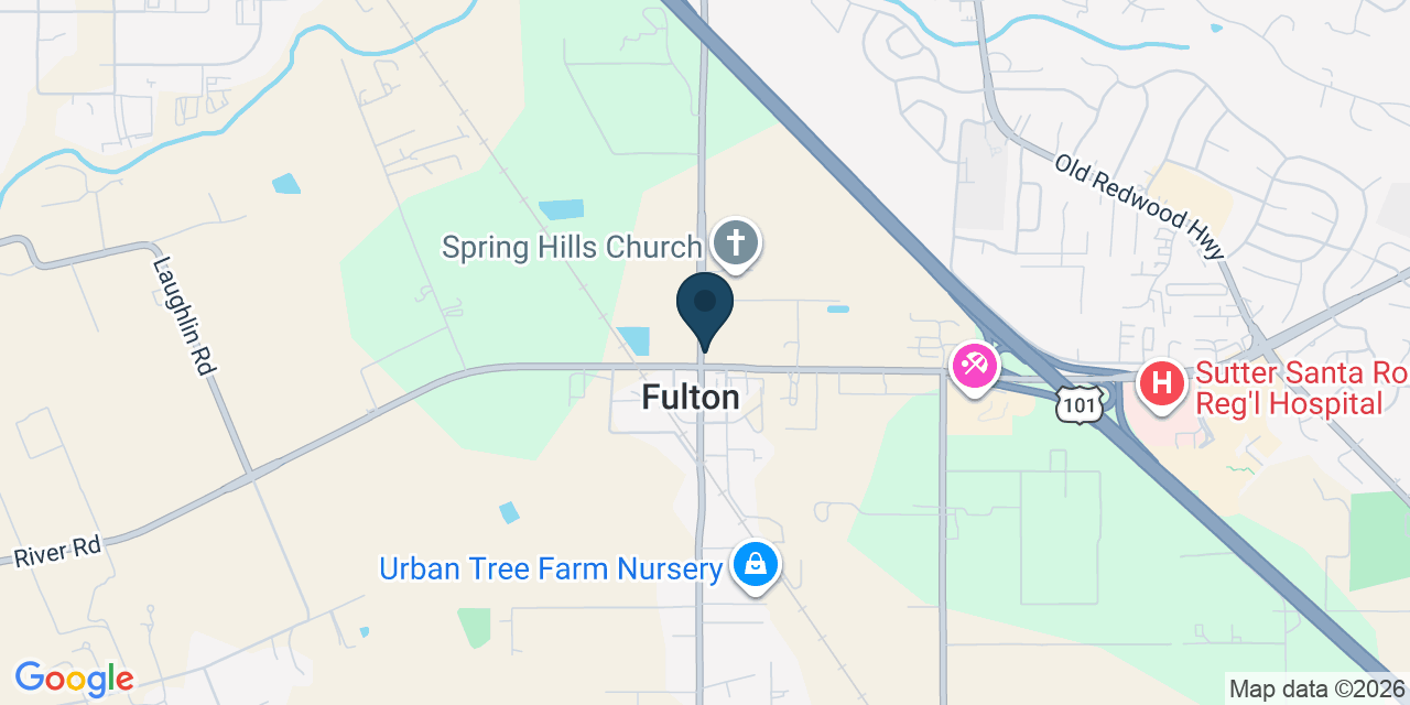 Map showing Fulton, Sonoma County, CA