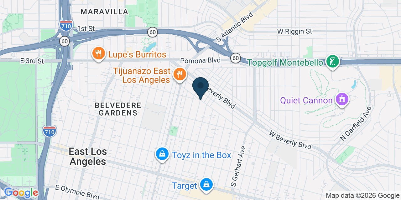 Map showing East Los Angeles, Los Angeles County, CA