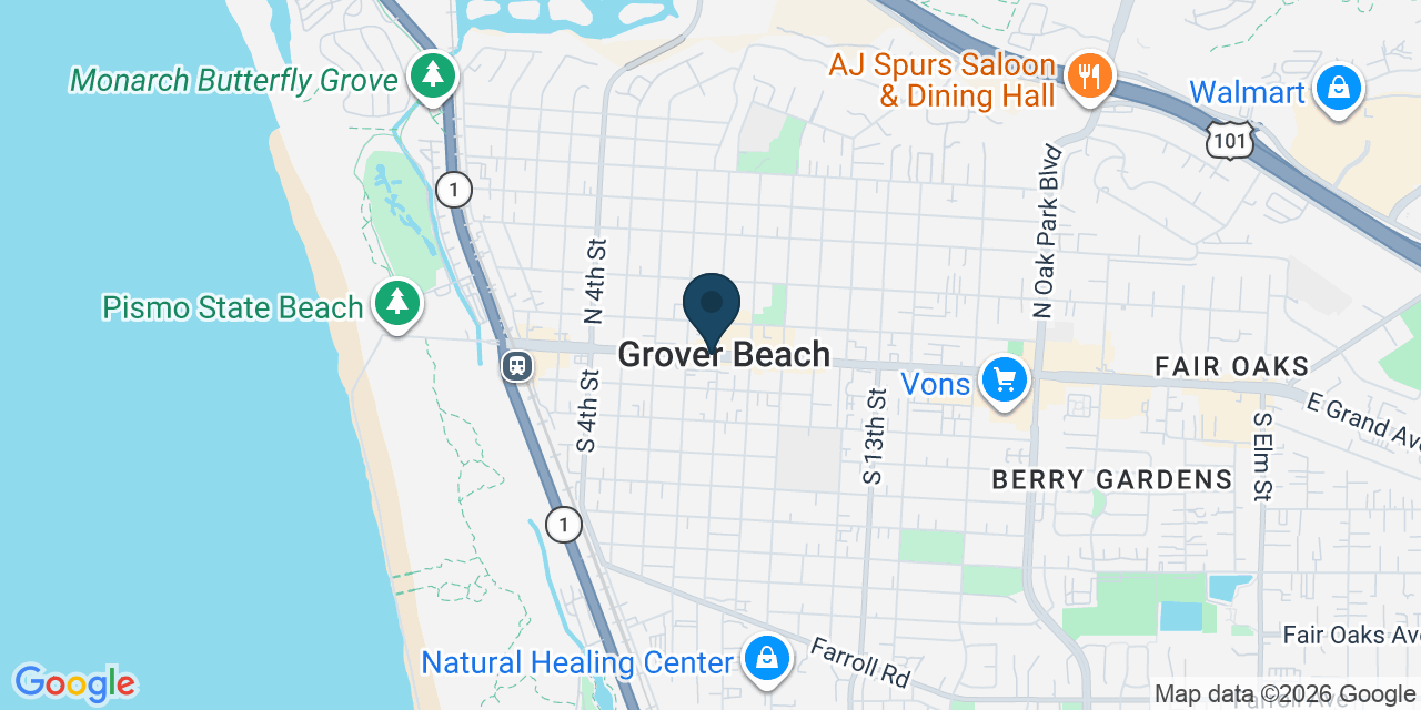 Map showing Grover Beach, San Luis Obispo County, CA