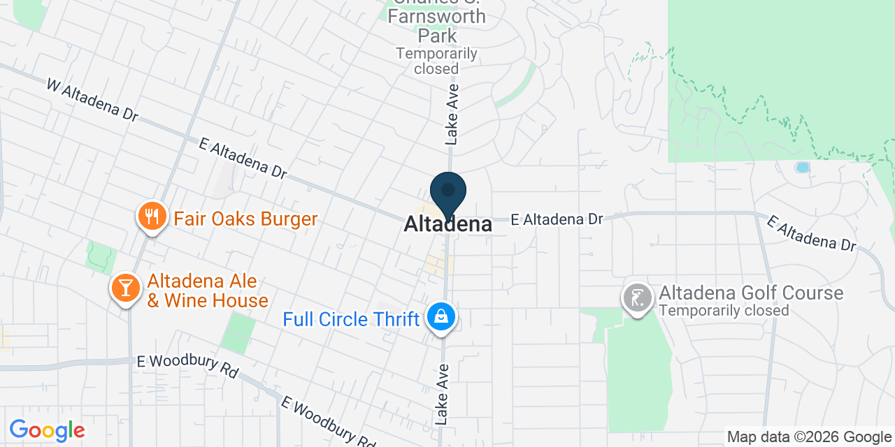 Map showing Altadena, Los Angeles County, CA