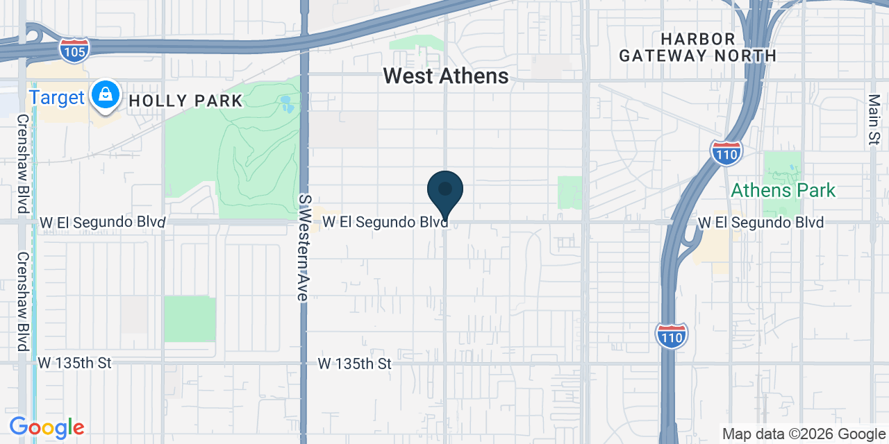 Map showing West Athens, Los Angeles County, CA