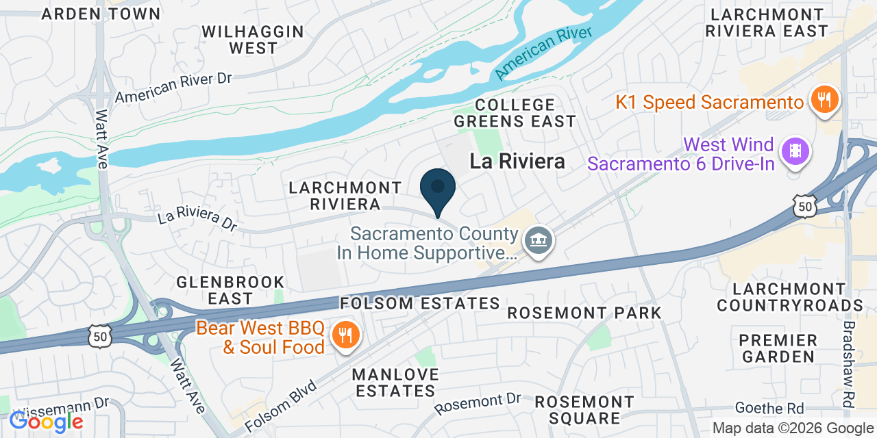 Map showing La Riviera, Sacramento County, CA