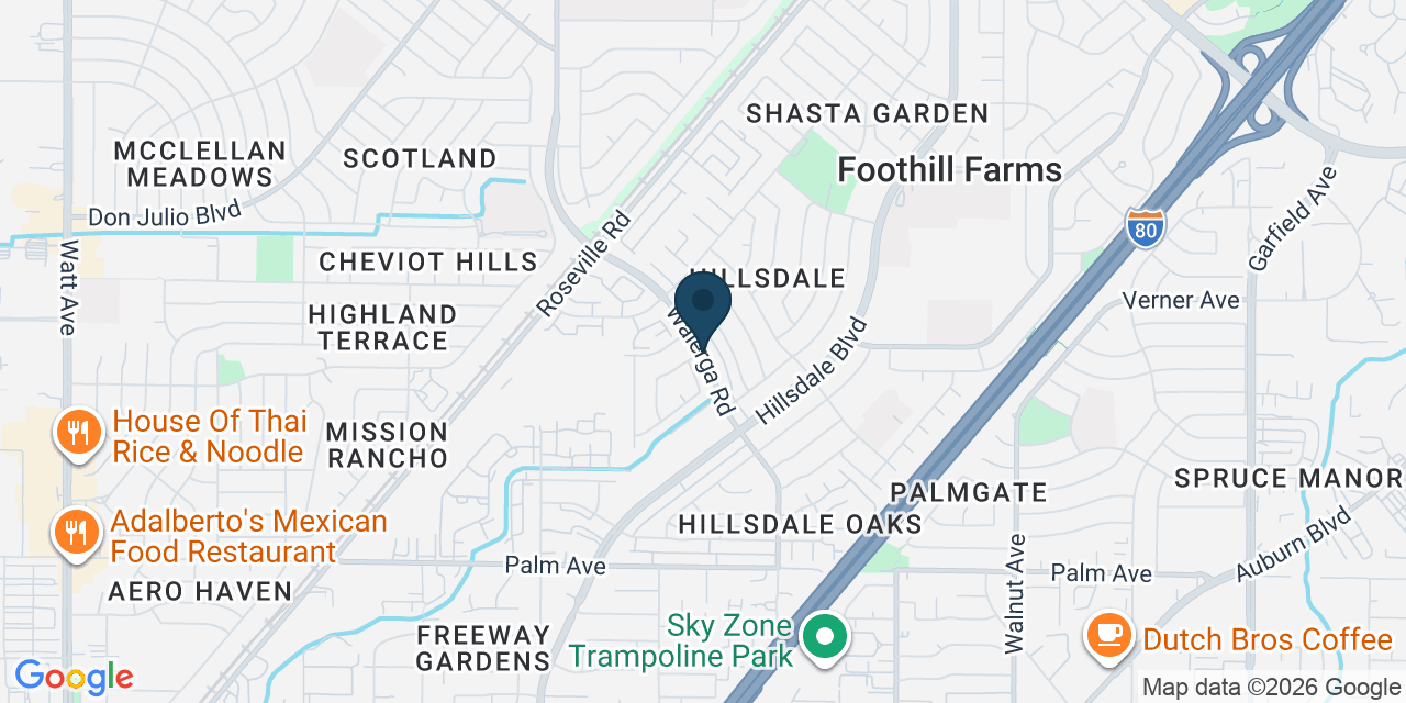 Map showing Foothill Farms, Sacramento County, CA