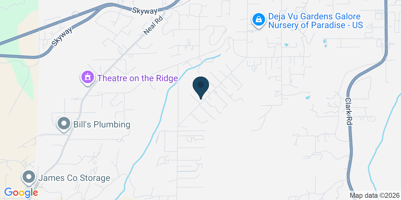 Map showing Paradise, Butte County, CA