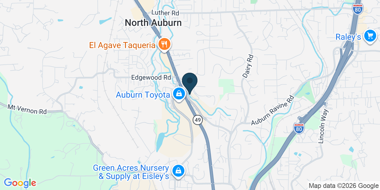 Map showing Auburn, Placer County, CA