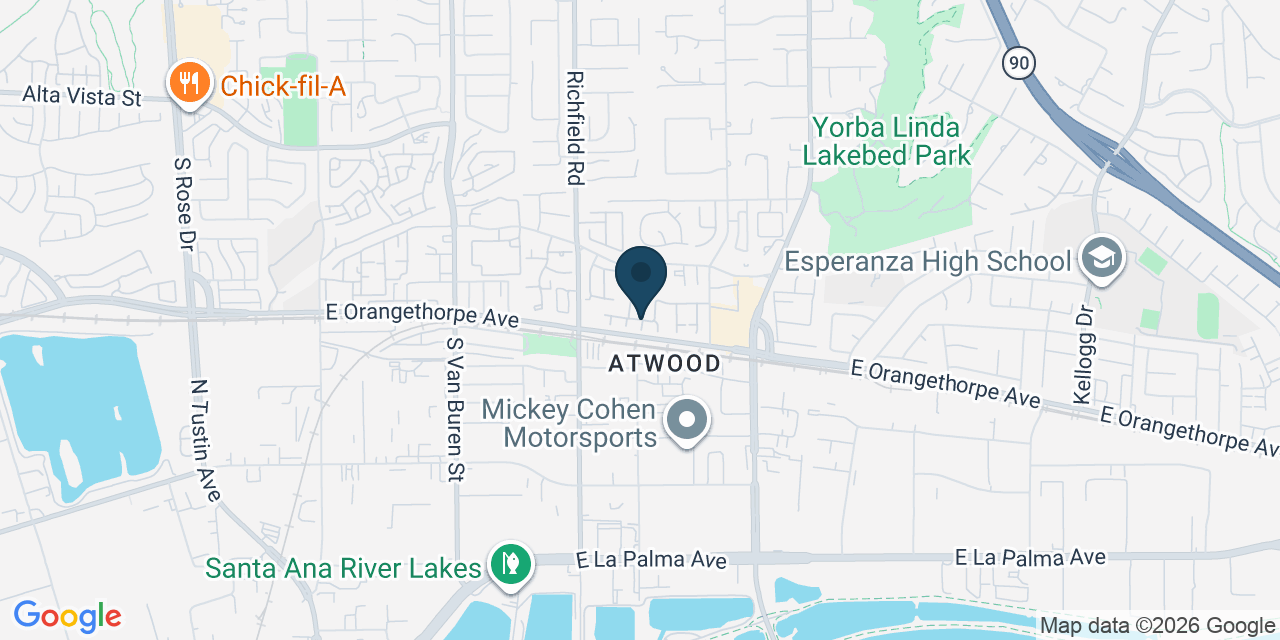 Map showing Placentia, Orange County, CA
