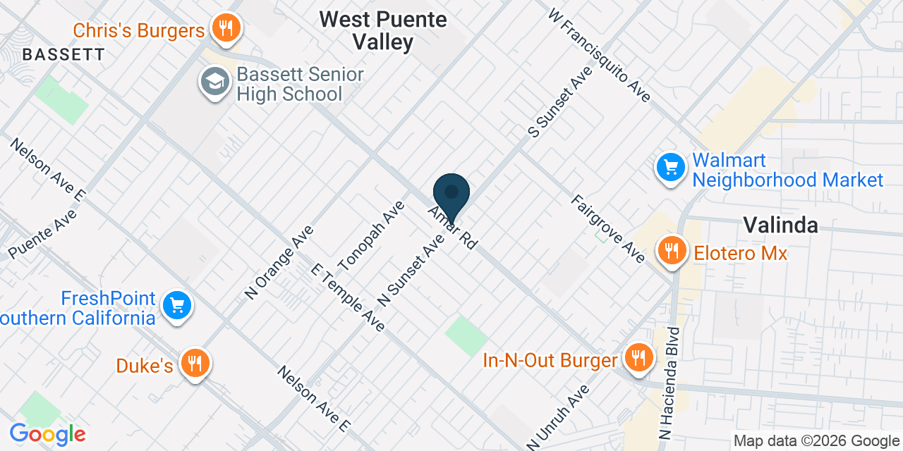 Map showing West Puente Valley, Los Angeles County, CA