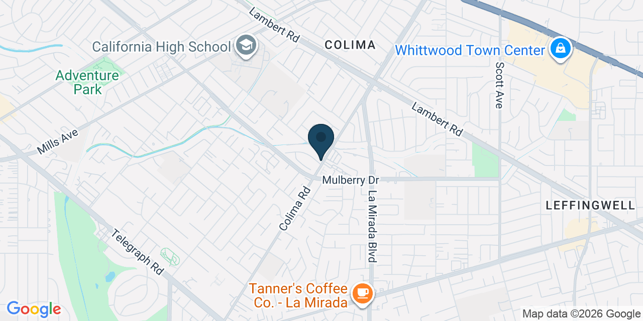 Map showing Whittier, Los Angeles County, CA