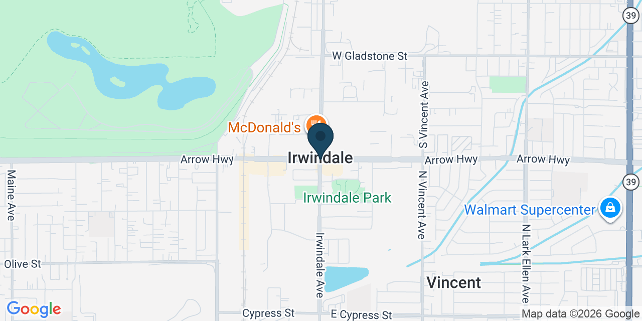 Map showing Irwindale, Los Angeles County, CA