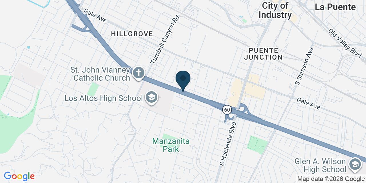 Map showing Hacienda Heights, Los Angeles County, CA