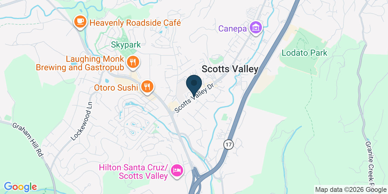 Map showing Scotts Valley, Santa Cruz County, CA