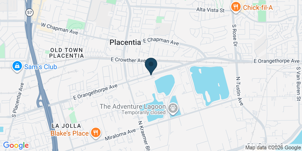 Map showing Orange County, CA